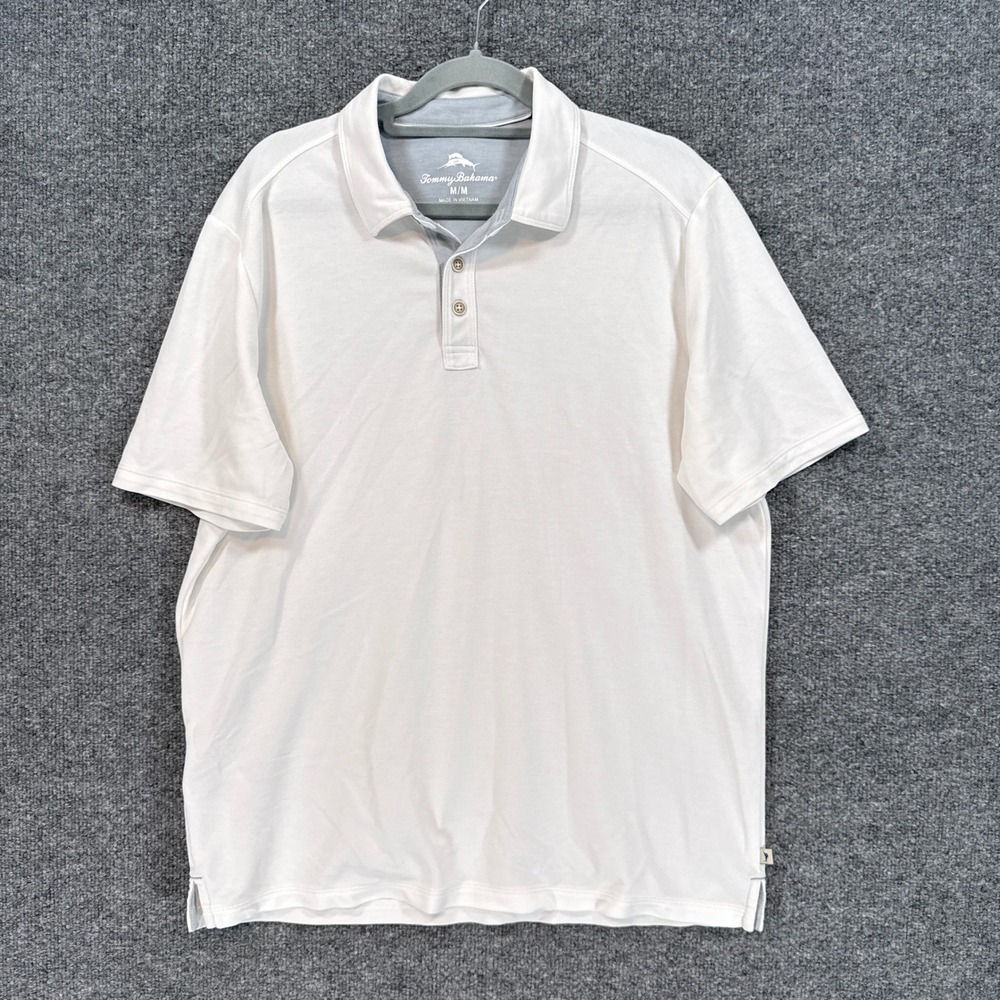 Tommy Bahama Polo Shirt Mens Medium White Short Sleeve Performance Golf Classic